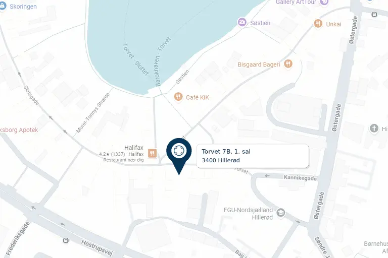 Kort over HAB Alkoholbehandling Hillerød