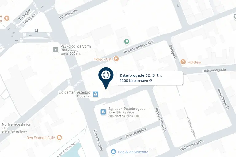 Kort over HAB Alkoholbehandling København